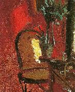 Anna Ancher interior med stol og plante oil on canvas
